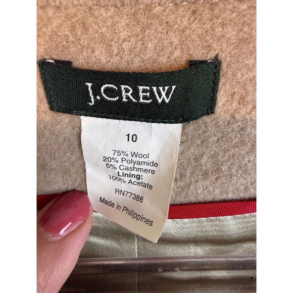 J.Crew Wool Cashmere Double Breasted Pea Coat Camel Tan Jacket Womens 10 - Picture 3 of 7